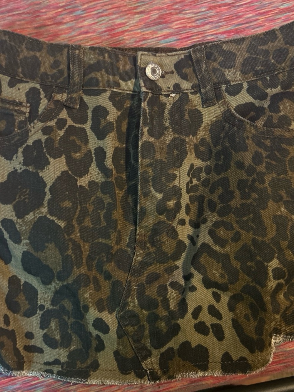 SHEIN Olive and Black Leopard Print Mini Skirt